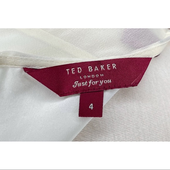 Ted Baker London Just For You 3D Floral Flowers Ivory Skater Dress Size 4 Tulle - Picture 7 of 7